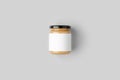 Peanut, almond, nut butter jar mockup with blank label Royalty Free Stock Photo