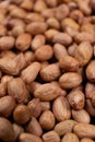 Peanut background, lots of raw peeled brown peanuts close-up. Royalty Free Stock Photo