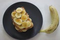 Peanut butter banana honey toast sandwich, an easy breakfast idea Royalty Free Stock Photo