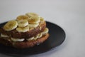 Peanut butter banana honey toast sandwich, an easy breakfast idea Royalty Free Stock Photo