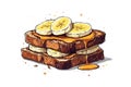 Peanut Butter and Banana Toast Stack cheese isolated Royalty Free Stock Photo