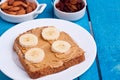 Peanut butter bread and banana Royalty Free Stock Photo