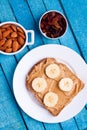 Peanut butter bread and banana Royalty Free Stock Photo