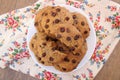 Peanut butter chocolate chip cookies on a white plate Royalty Free Stock Photo