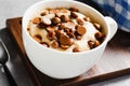 Peanut Butter and Chocolate Chips Mug Cake, Homemade Cake Cooked in the Microwave Royalty Free Stock Photo