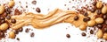 Peanut Butter Coffee Swirl, Coffee Beans, Peanuts Peanut butter, coffee Royalty Free Stock Photo