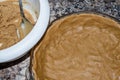 Cookie pie crust, pressed into pan and ready to bake. Royalty Free Stock Photo