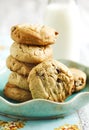 Peanut butter cookies with chocolate chips Royalty Free Stock Photo