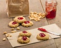 Peanut butter cookies with jelly Royalty Free Stock Photo