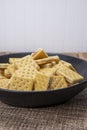 peanut butter crackers,barnwood table Royalty Free Stock Photo