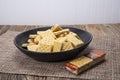 peanut butter crackers,barnwood table Royalty Free Stock Photo