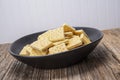 peanut butter crackers,barnwood table Royalty Free Stock Photo