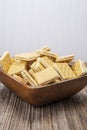 peanut butter crackers,barnwood table Royalty Free Stock Photo