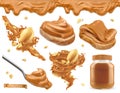 Peanut butter. 3d vector realistic icon set