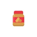 Peanut butter. Flat icon. Isolated. Peanut bottle. Vector