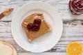 Peanut Butter and Heart Shaped Strawberry Jelly Sandwich Royalty Free Stock Photo