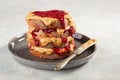 Peanut butter and jam sandwich, american traditional bread toast Royalty Free Stock Photo