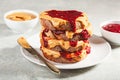 peanut butter and jam sandwich, american traditional bread toast Royalty Free Stock Photo