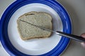 PB & J Sandwich Being Sliced Diagonally