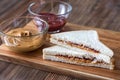 A peanut butter and jelly sandwich Royalty Free Stock Photo