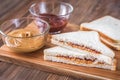 A peanut butter and jelly sandwich Royalty Free Stock Photo