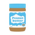 Peanut butter with peanuts. Healthy nutrition for breakfast. Flat style. Royalty Free Stock Photo