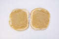 Peanut butter sandwich breakfast or snack on white background Royalty Free Stock Photo