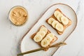 Peanut butter sandwich with fresh banana slices Royalty Free Stock Photo