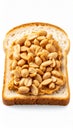 Peanut butter sandwich with roasted peanuts on white bread isolated on white background Royalty Free Stock Photo