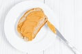 Peanut butter sandwiches. Healthy breakfast, bread with peanut butter Royalty Free Stock Photo