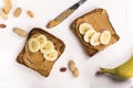 Peanut butter sandwiches on white kitchen table Royalty Free Stock Photo