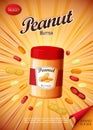 Peanut butter spread and sandwich illustration. Poster for advertising Royalty Free Stock Photo