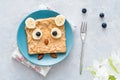 Peanut butter toast for kids healthy breakfast Royalty Free Stock Photo