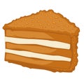 Peanut cake piece cream and biscuit layers isolated food