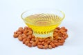 Peanut or groundnut oil in glass bowl Royalty Free Stock Photo