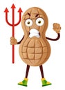 Peanut holding demonic spear, illustration, vector Royalty Free Stock Photo