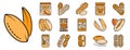 Peanut icon set line color vector