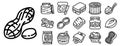 Peanut icons set, outline style