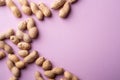 Peanut minimal on purple background backdrop food nut texture copy space