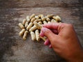 Peanut open shell on group of peanuts close shell Royalty Free Stock Photo
