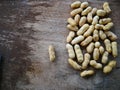 Peanut open shell on group of peanuts close shell Royalty Free Stock Photo