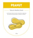 Peanut Organic Nut Packaging Design Label, Tasty and Healthy Snack Card Vector Illustration