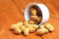 Peanut  popular, healthy, on a rustic background of wood, close-up Royalty Free Stock Photo