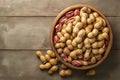 Peanut presentation Shelled peanuts displayed in a simple bowl