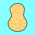 Peanut shell cartoon illustration on light blue background Royalty Free Stock Photo