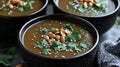 Peanut Soup Bowls on Marble Royalty Free Stock Photo