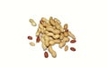 Peanut. Peanut and peanut shells on white background. Royalty Free Stock Photo