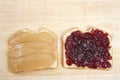Peanutbutter and Jelly Sandwich on white bread open face