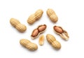 Peanuts (Arachis hypogaea) displayed on a white background Royalty Free Stock Photo