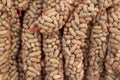 Peanuts for bird food in a net for sale